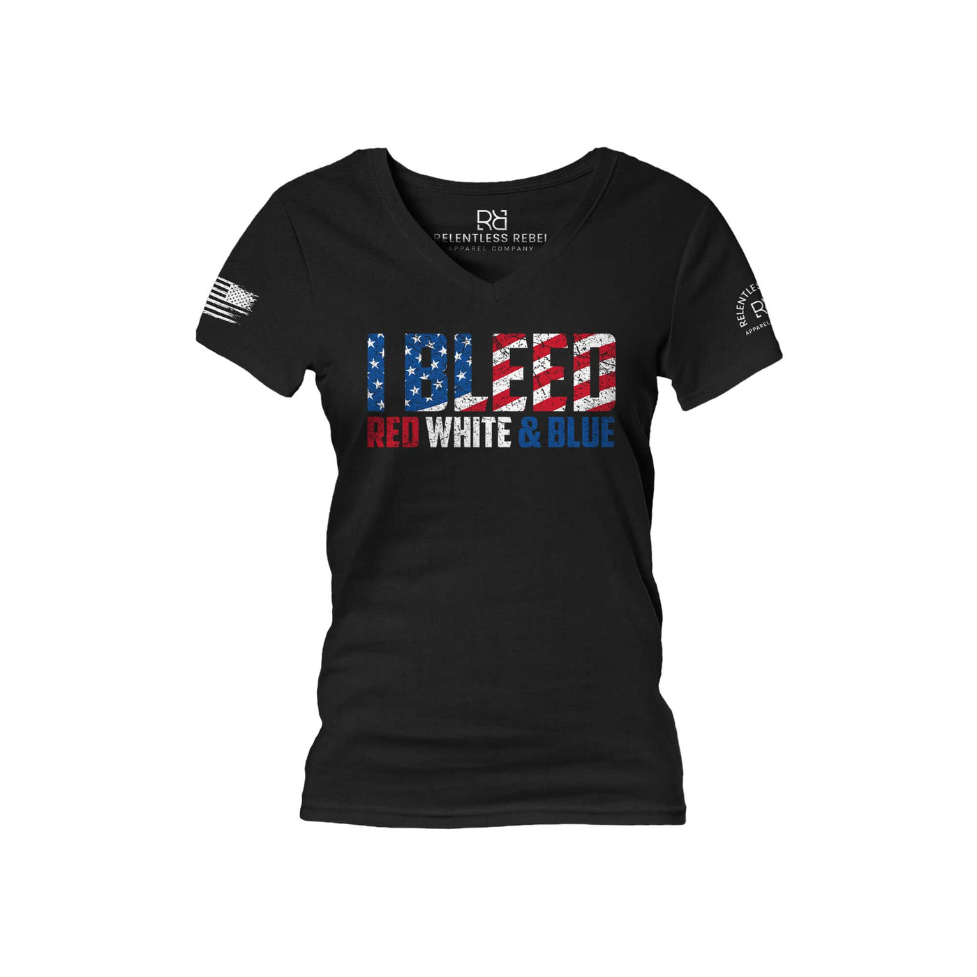 Black I Bleed Red White and Blue Women's V-Neck Tee