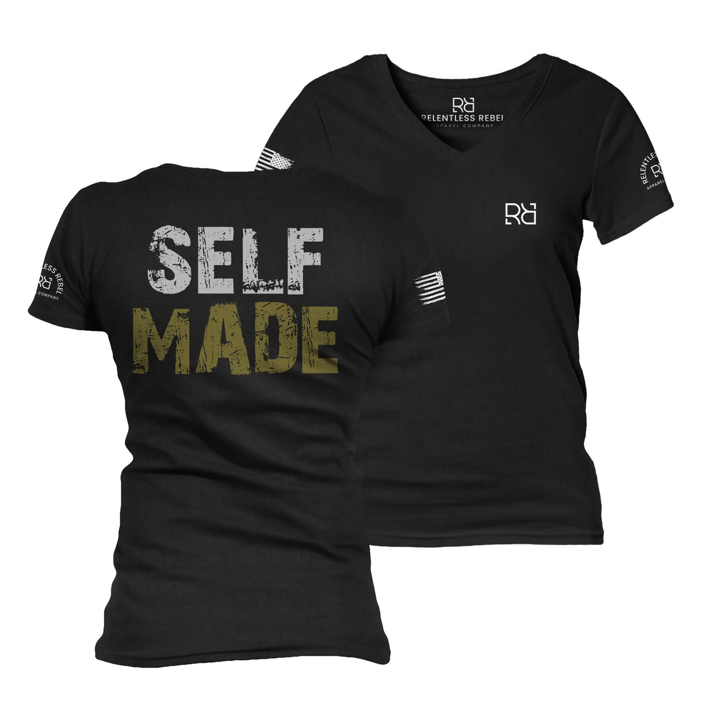 Black Self Made Women's V-Neck Tee