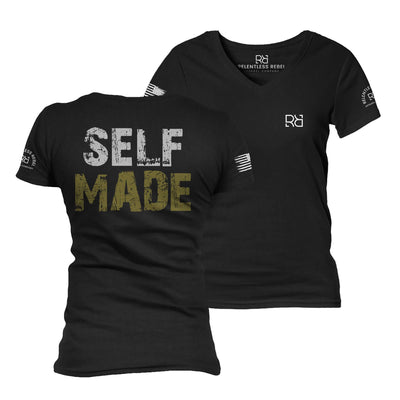 Black Self Made Women's V-Neck Tee