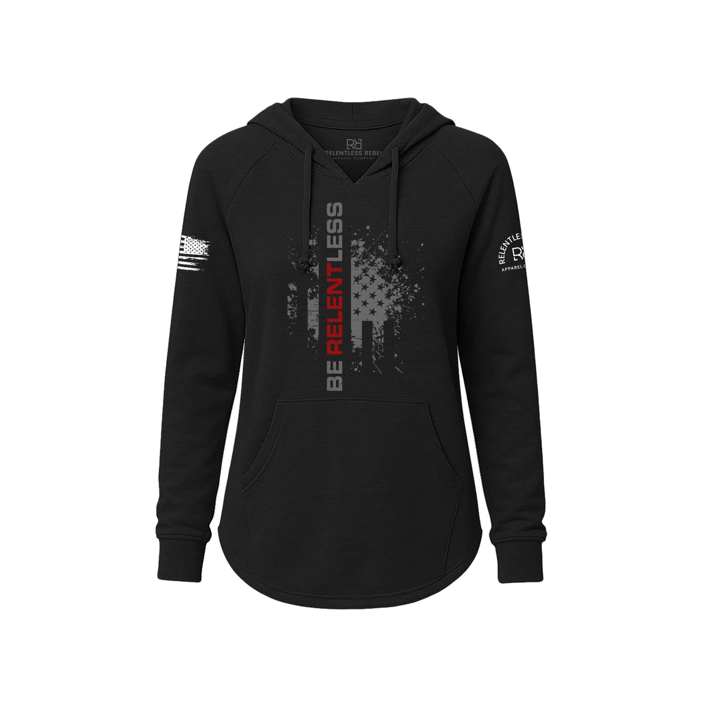 Black Women's Wave Hoodie with the Be Relentless on the front