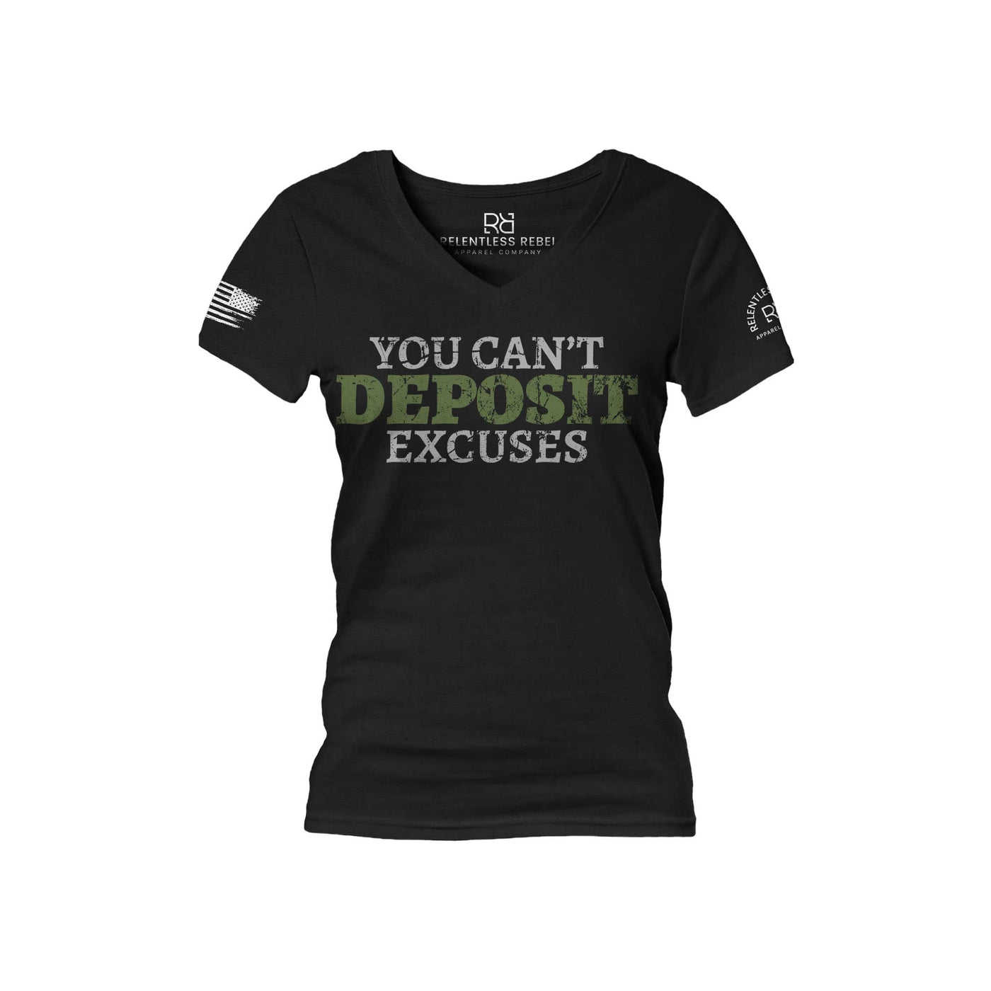 Black You Can't Deposit Excuses Women's V-Neck Tee