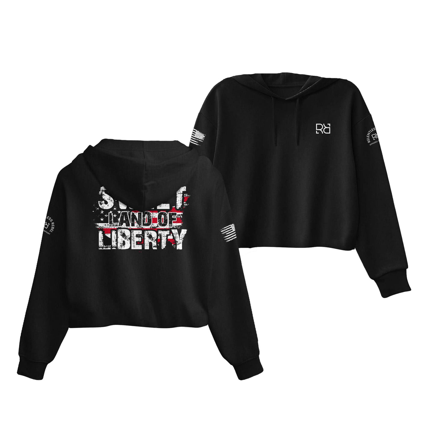 Black Sweet Land of Liberty Women's Cropped Hoodie