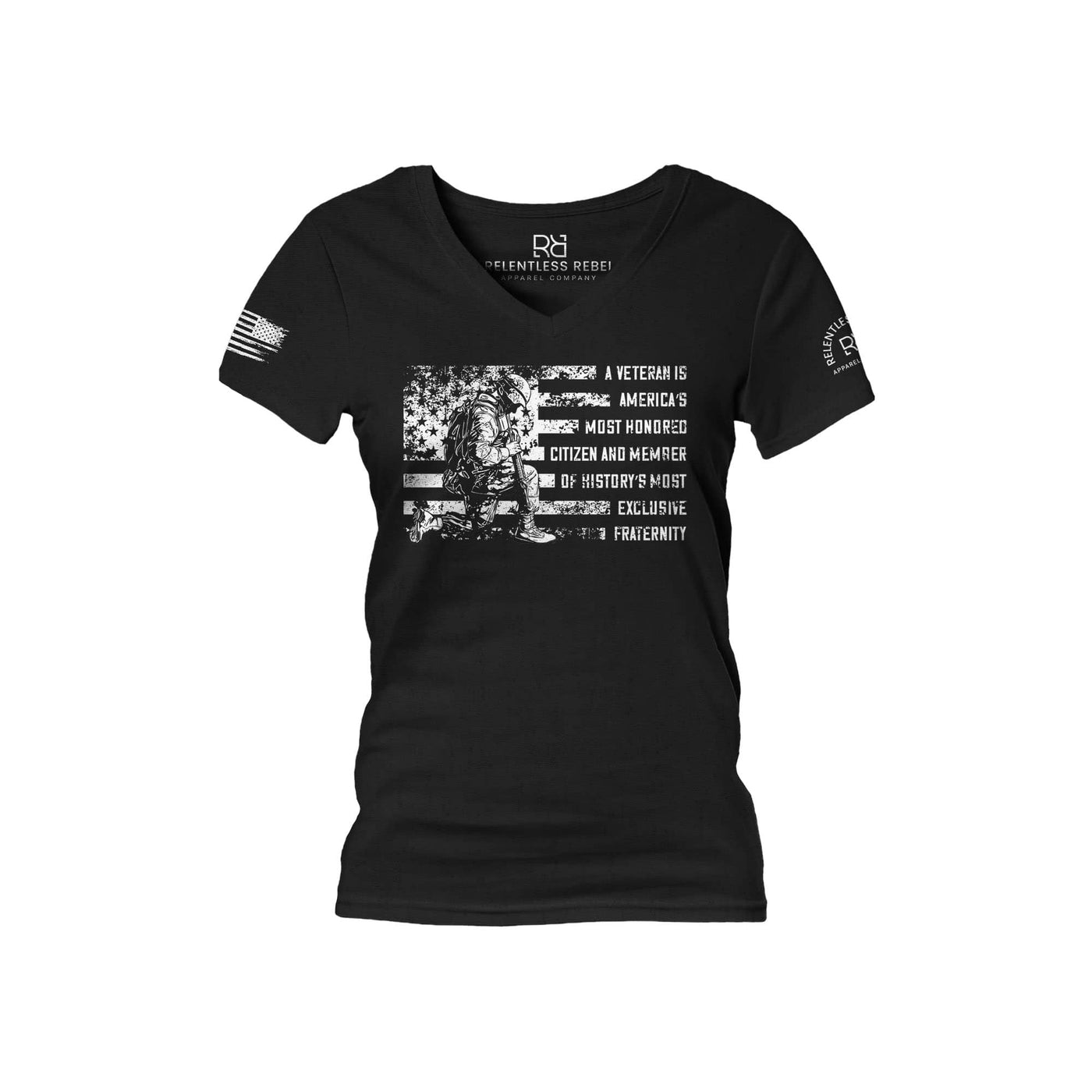 Black A Veteran... Women's V-Neck Tee