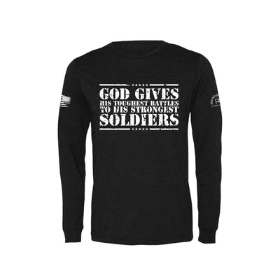 Black God Gives His Toughest Battles Men's Long Sleeve Tee