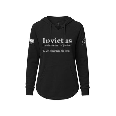 Black hoodie with 'Invictus' text and definition on a white background