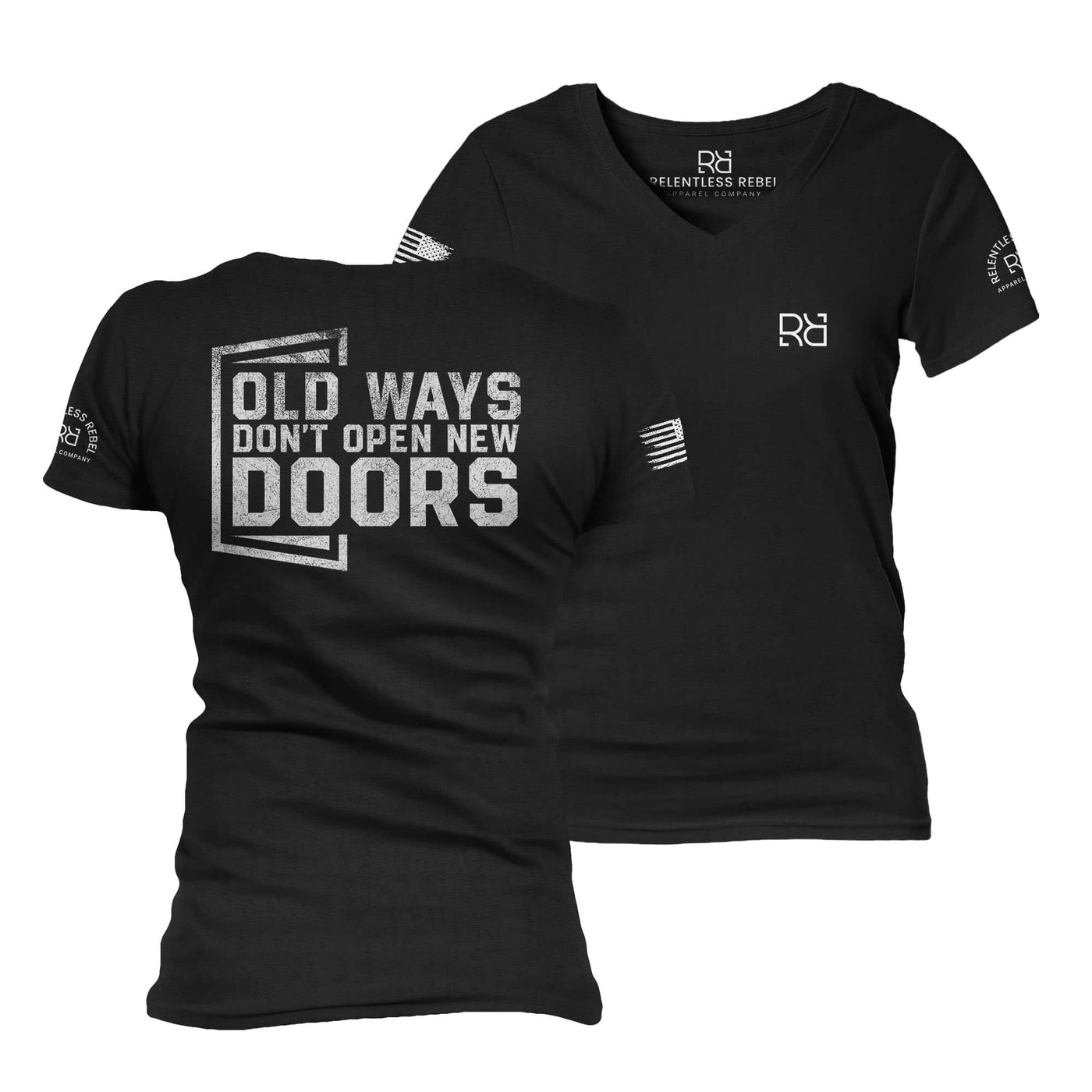 Black Old Ways Don't Open New Doors Women's V-Neck Tee