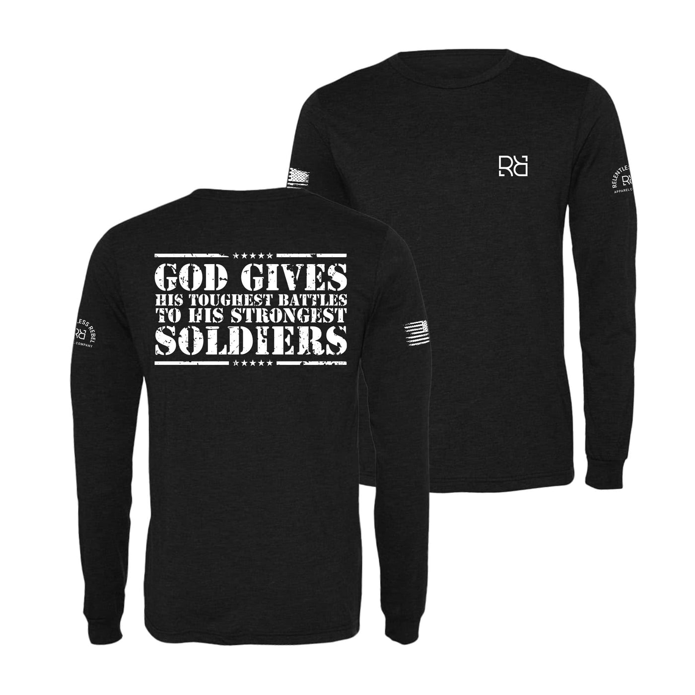 Black God Gives His Toughest Battles Men's Long Sleeve