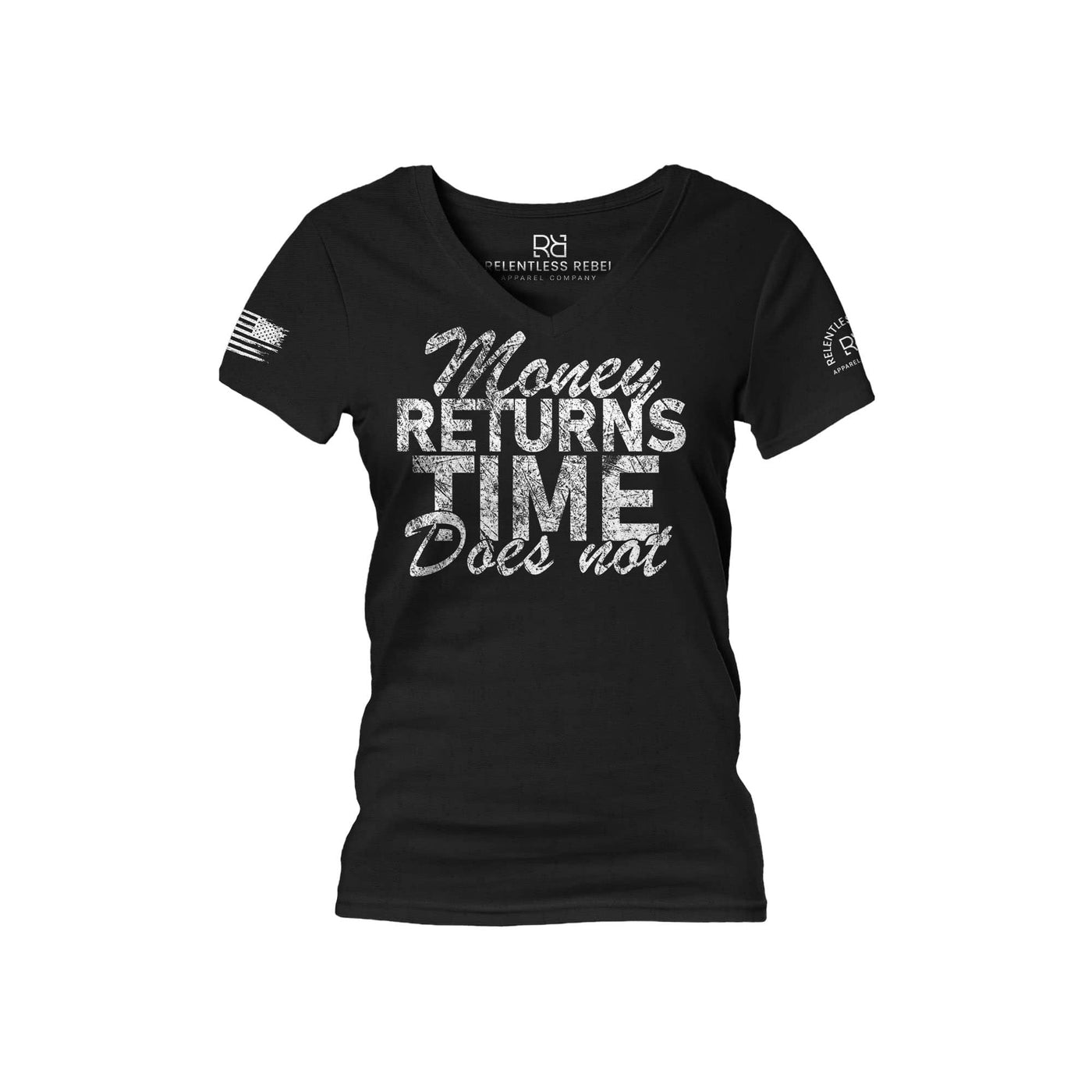 Black Money Returns Time Does Not Women's V-Neck Tee