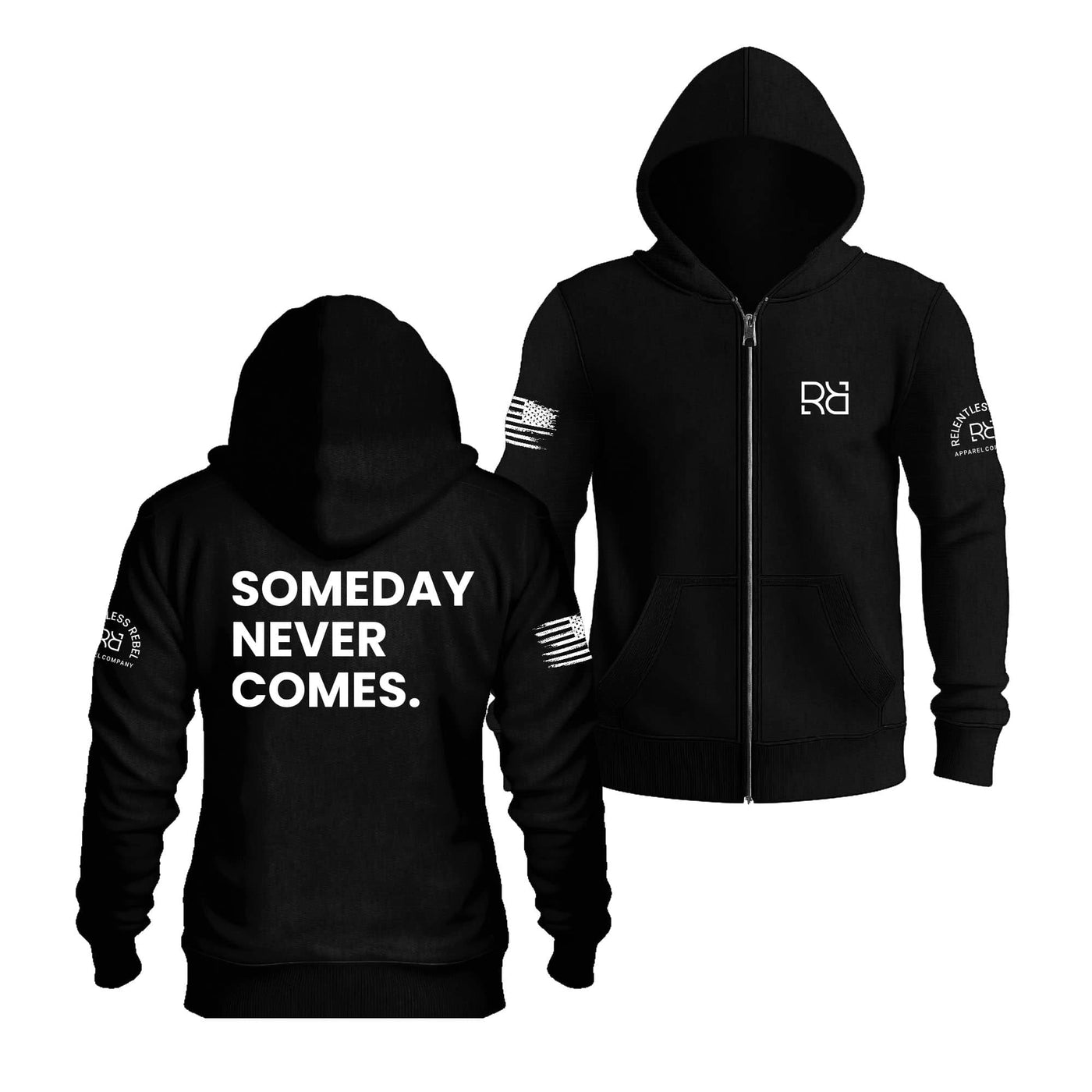 Black Someday Never Comes Zip-Up Hoodie