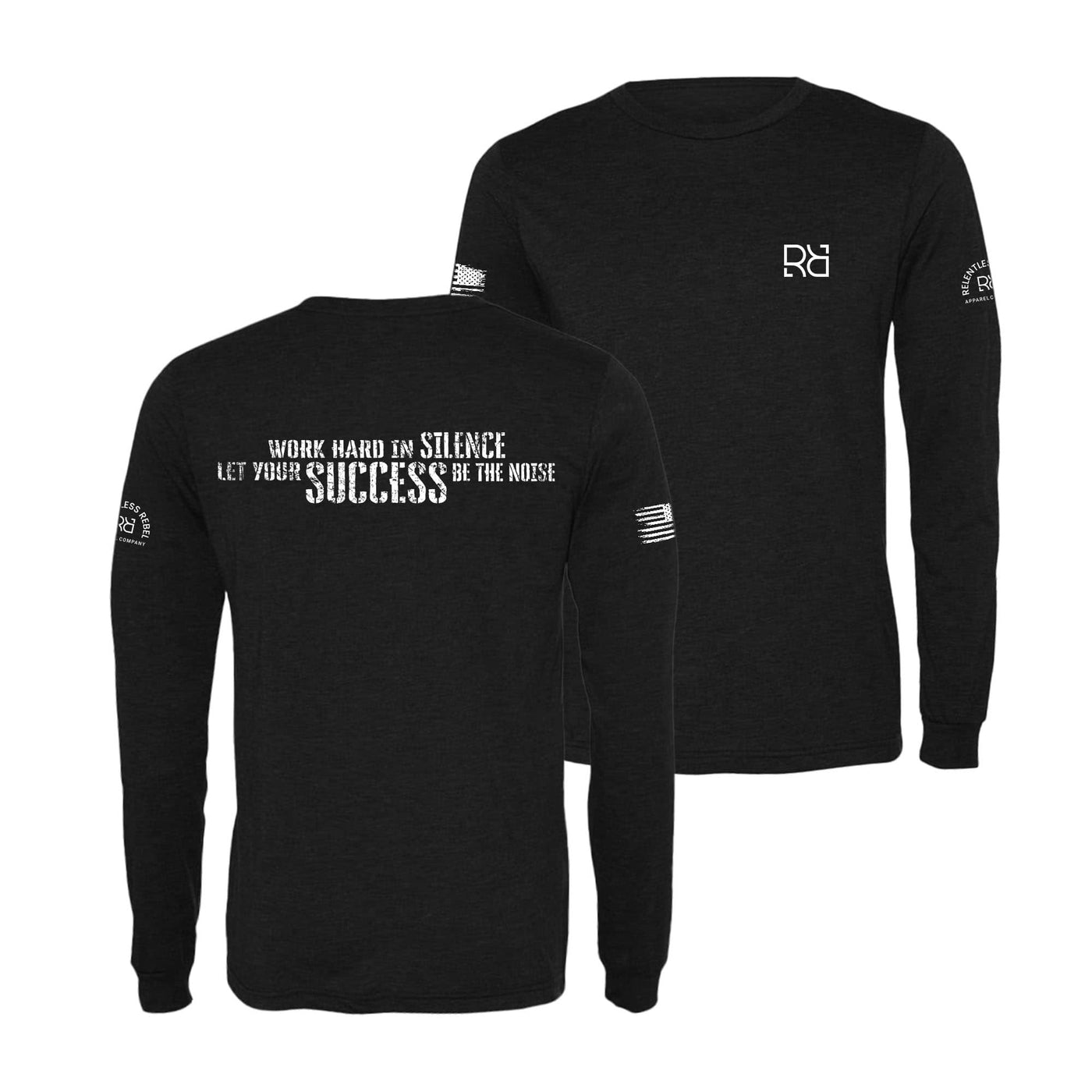 Black Work Hard in Silence Men's Long Sleeve