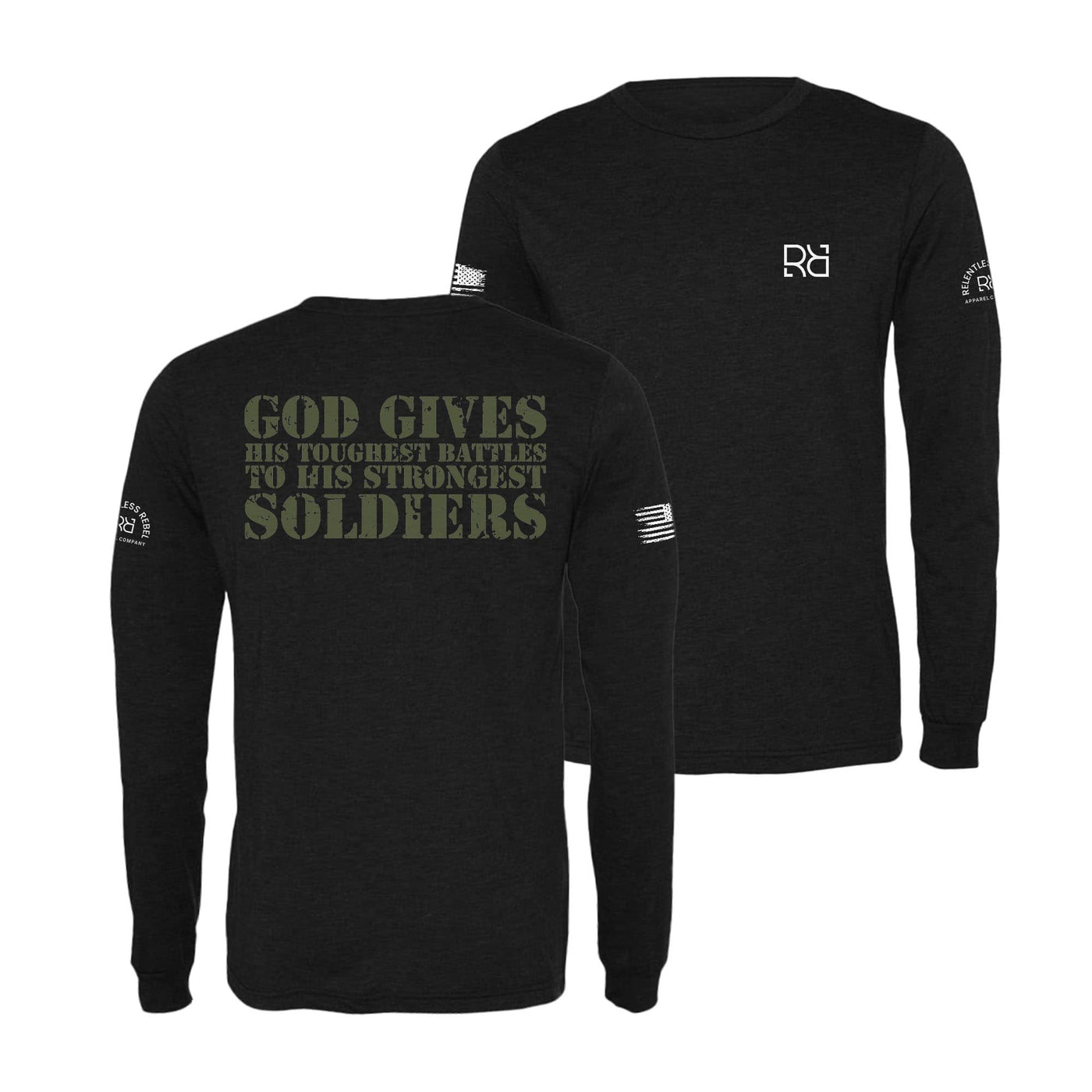 Black God Gives His Toughest Battles Men's Long Sleeve Tee