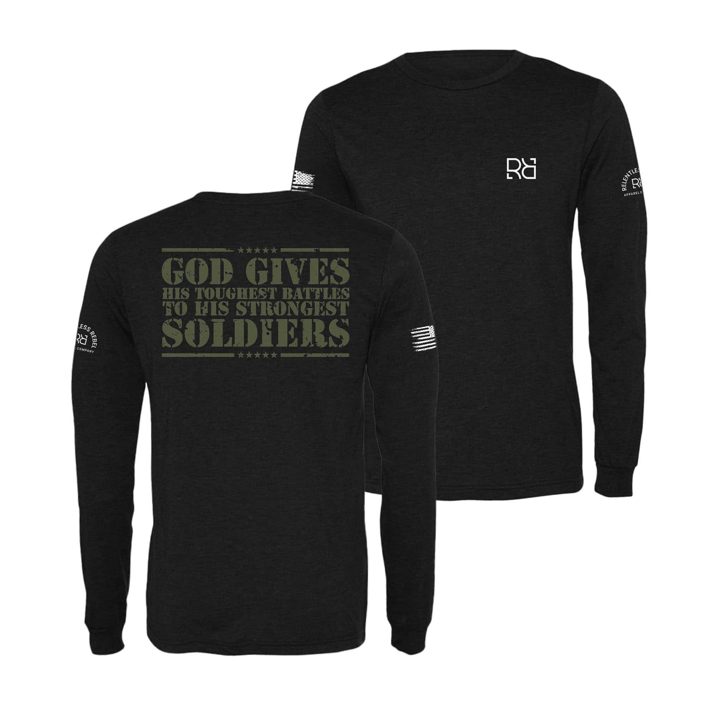 Black God Gives His Toughest Battles Men's Long Sleeve Tee