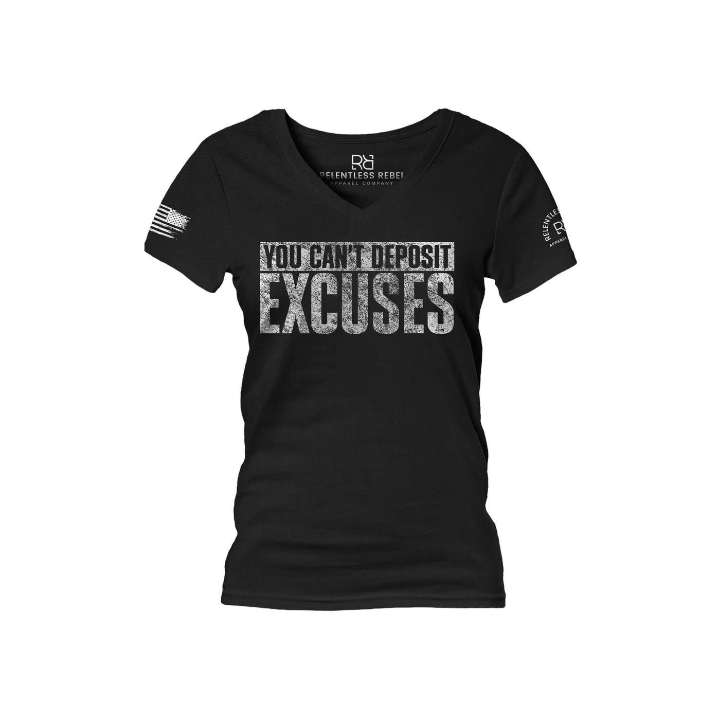 Black You Can't Deposit Excuses Women's V-Neck Tee