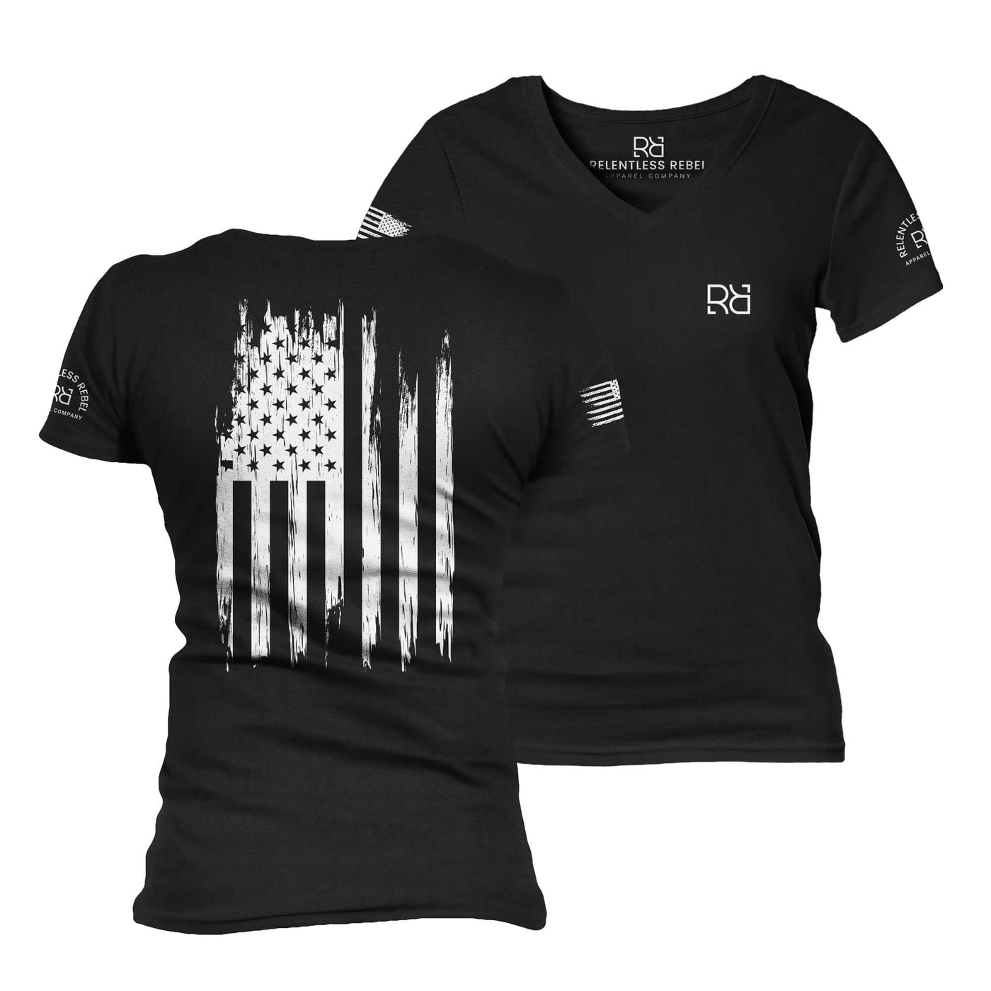 Black Rebel Patriot Flag Women's V-Neck Tee