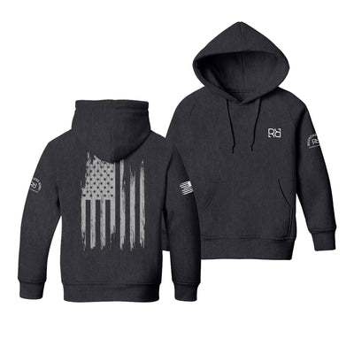 Solid Black Rebel Patriot Flag Youth Hoodie