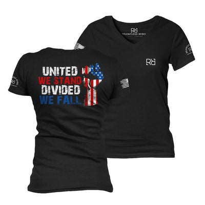 Black United We Stand Divided We Fall Women's V-Neck Tee