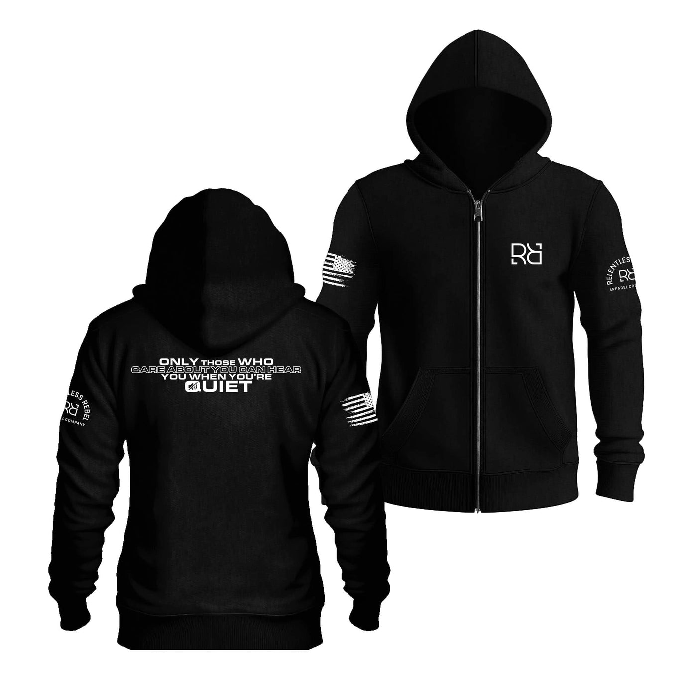 Black Only Those Who Care Zip-up Hoodie