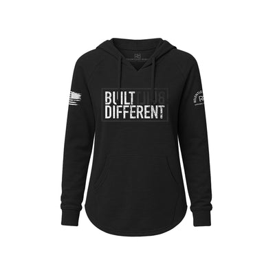 Black Women's Wave Hoodie with Built Different on the front