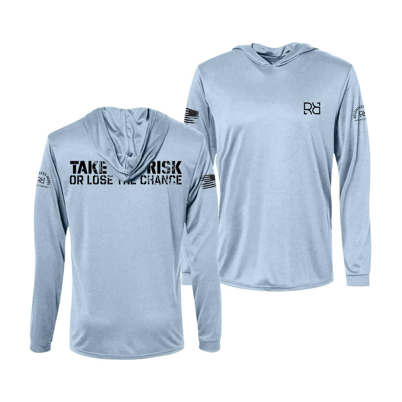 Blue Mist Take the Risk or Lose the Chance Men's Long Sleeve Dry Fit