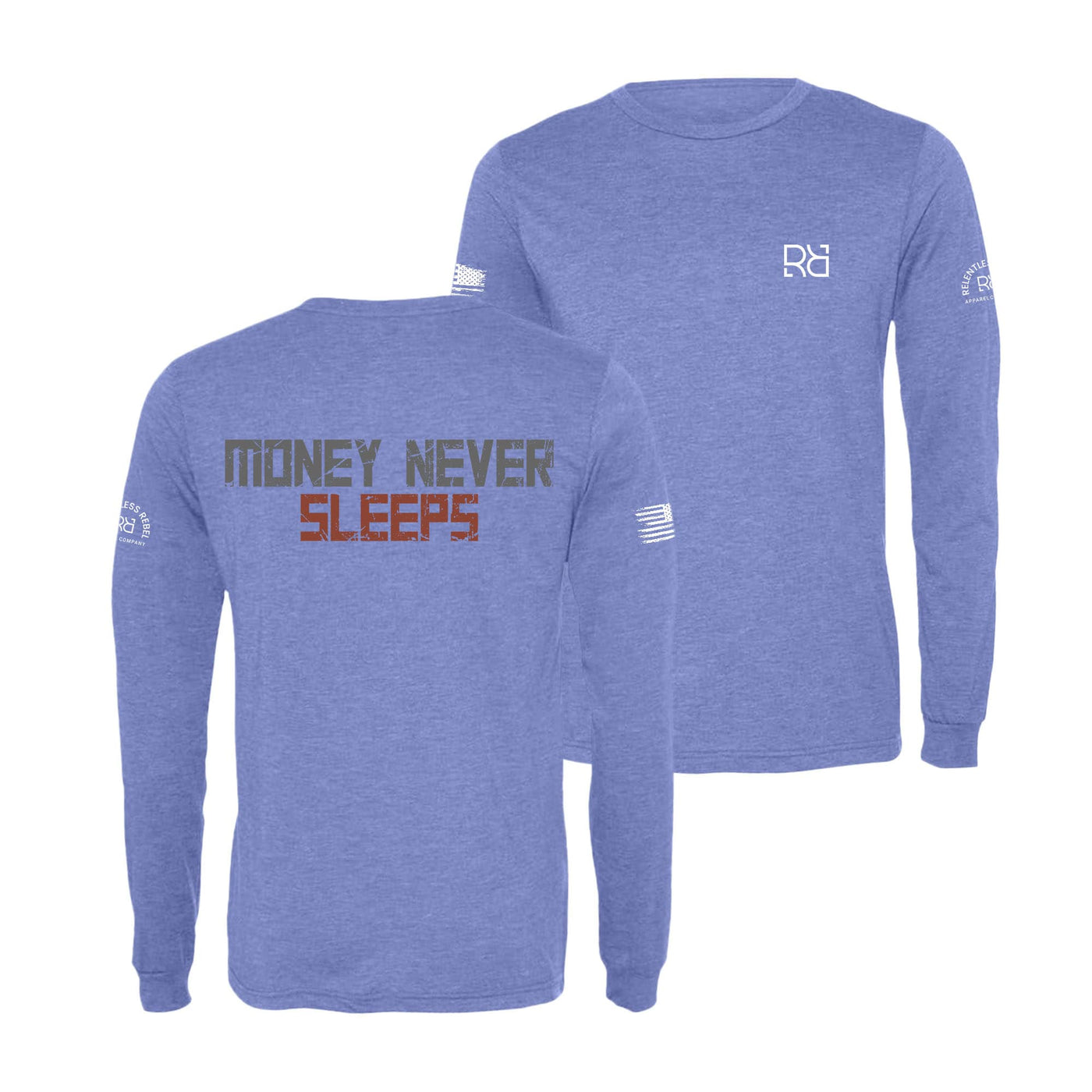 Blue Money Never Sleeps Men's Long Sleeve