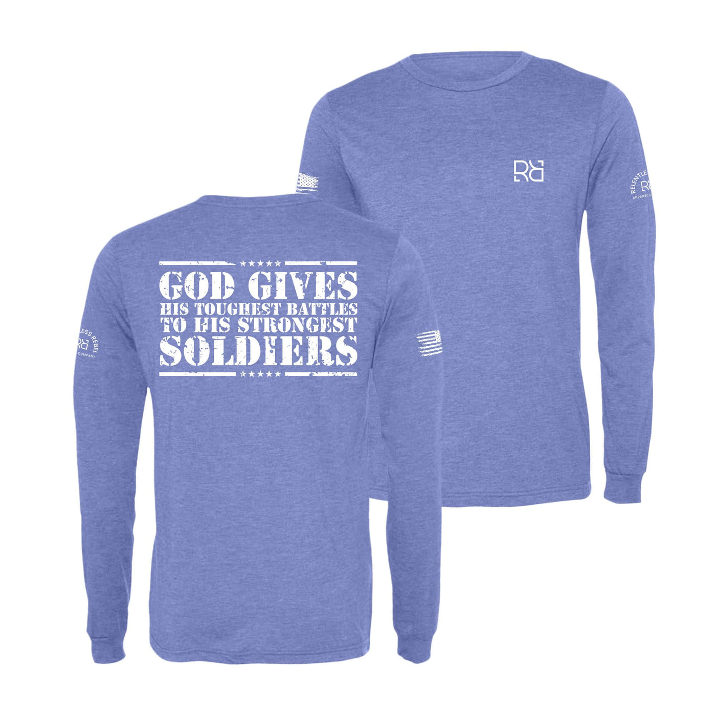 Blue God Gives His Toughest Battles Men's Long Sleeve