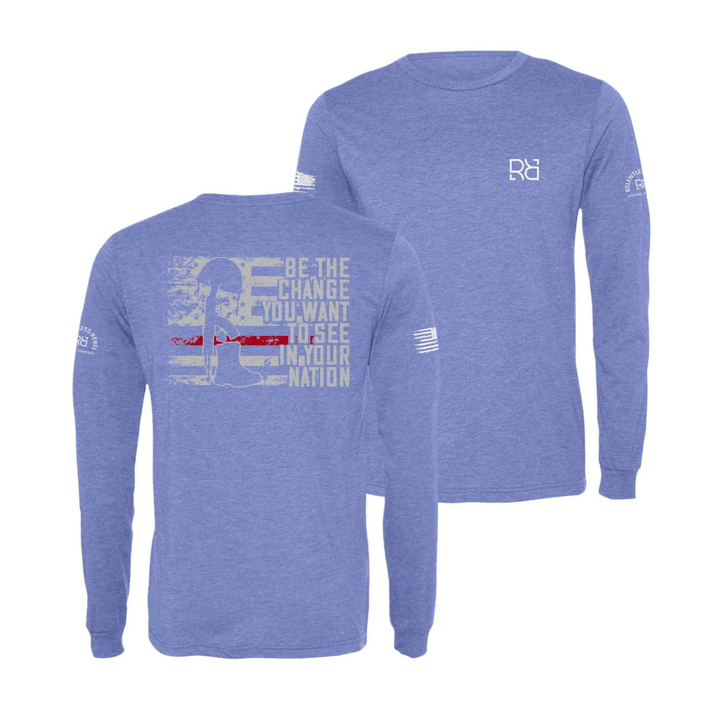 Blue Be the Change | Flag and Boots Men's Long Sleeve