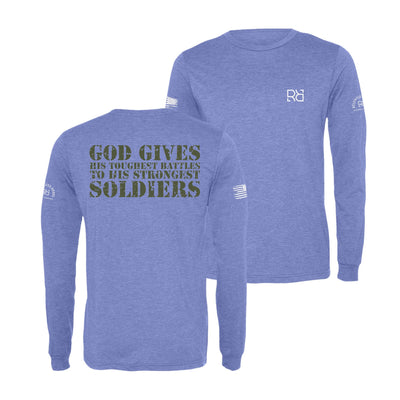 Blue God Gives His Toughest Battles Men's Long Sleeve Tee