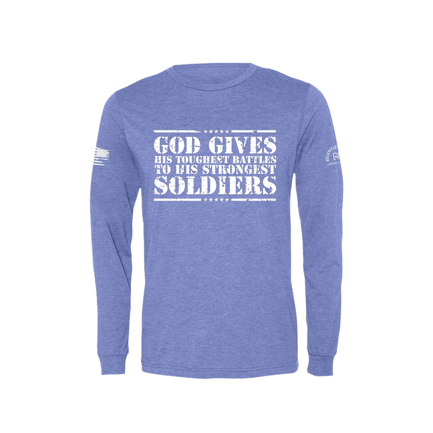 Blue God Gives His Toughest Battles Men's Long Sleeve Tee