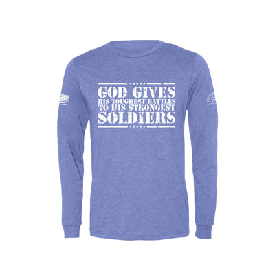 Blue God Gives His Toughest Battles Men's Long Sleeve Tee