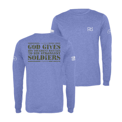 Blue God Gives His Toughest Battles Men's Long Sleeve Tee