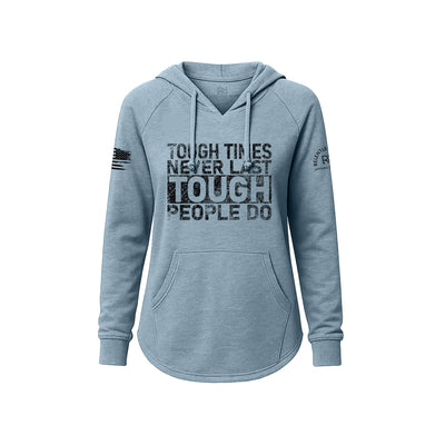 Blue hoodie with text design on a white background