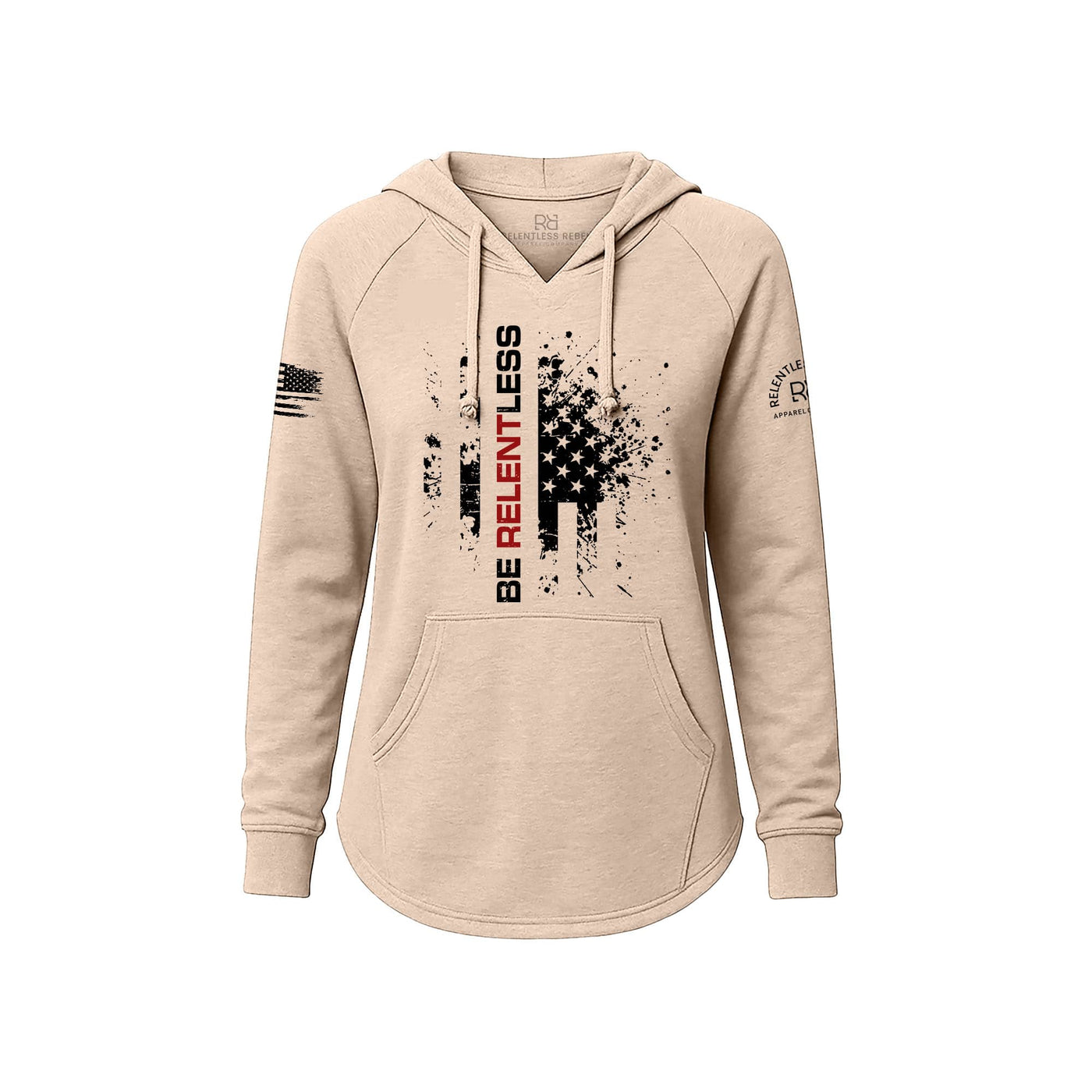 Blush Women's Wave Hoodie with the Be Relentless on the front