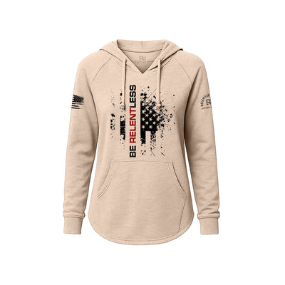 Blush Women's Wave Hoodie with the Be Relentless on the front