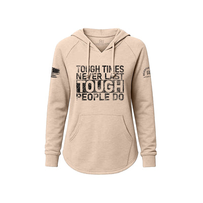 Blush hoodie with text and logos on a white background