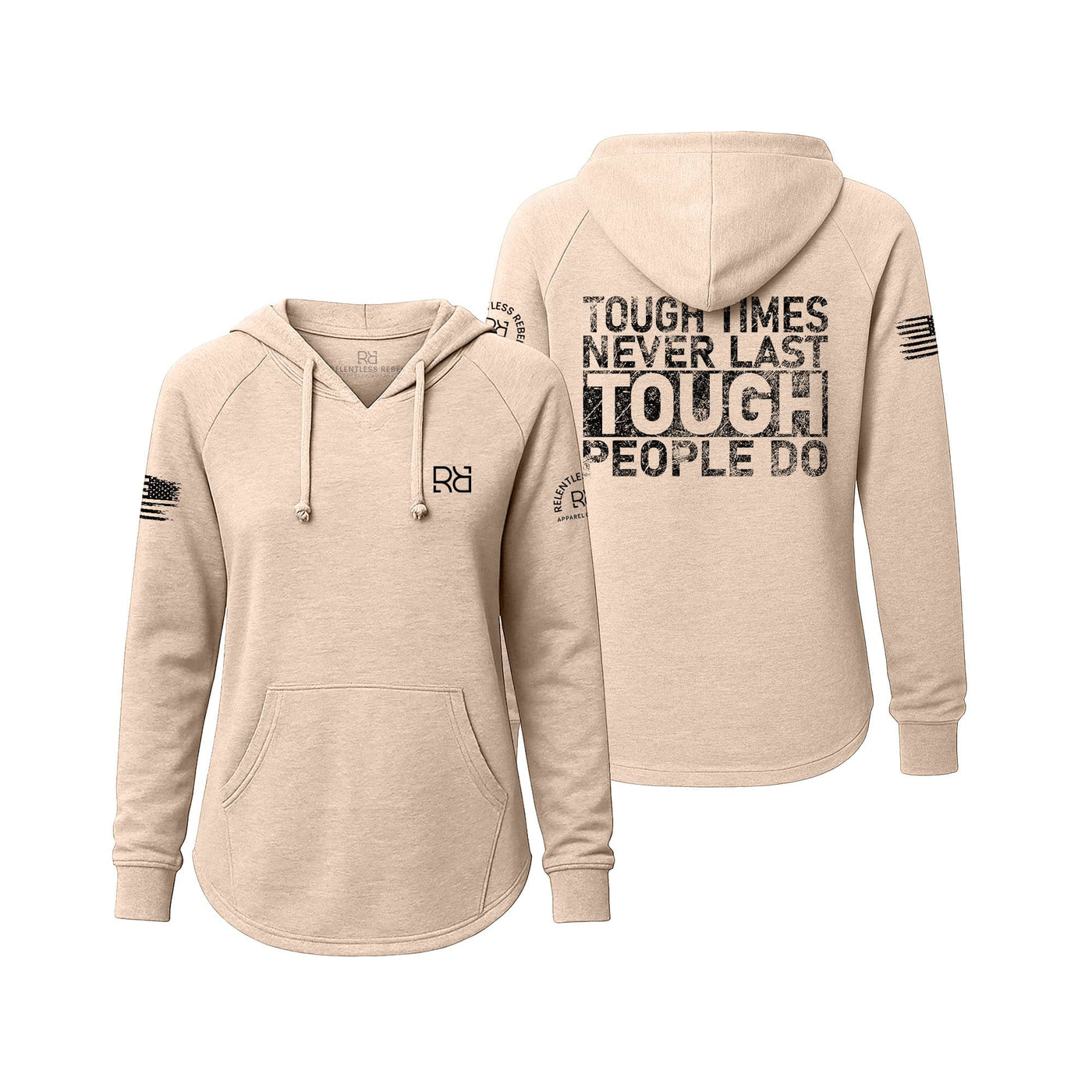 Blush hoodie with motivational text on a white background