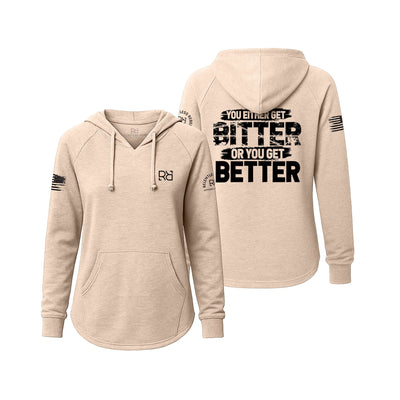 Blush hoodie with motivational text on a white background