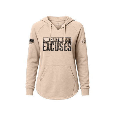 Blush hoodie with motivational text on a white background