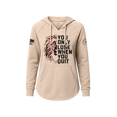 Blush hoodie with motivational quote and zebra design on a white background