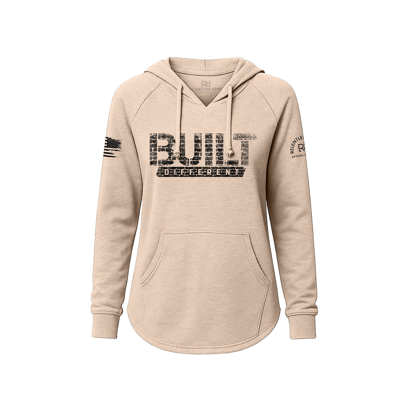 Blush Women's Wave Hoodie with Built Different on the front