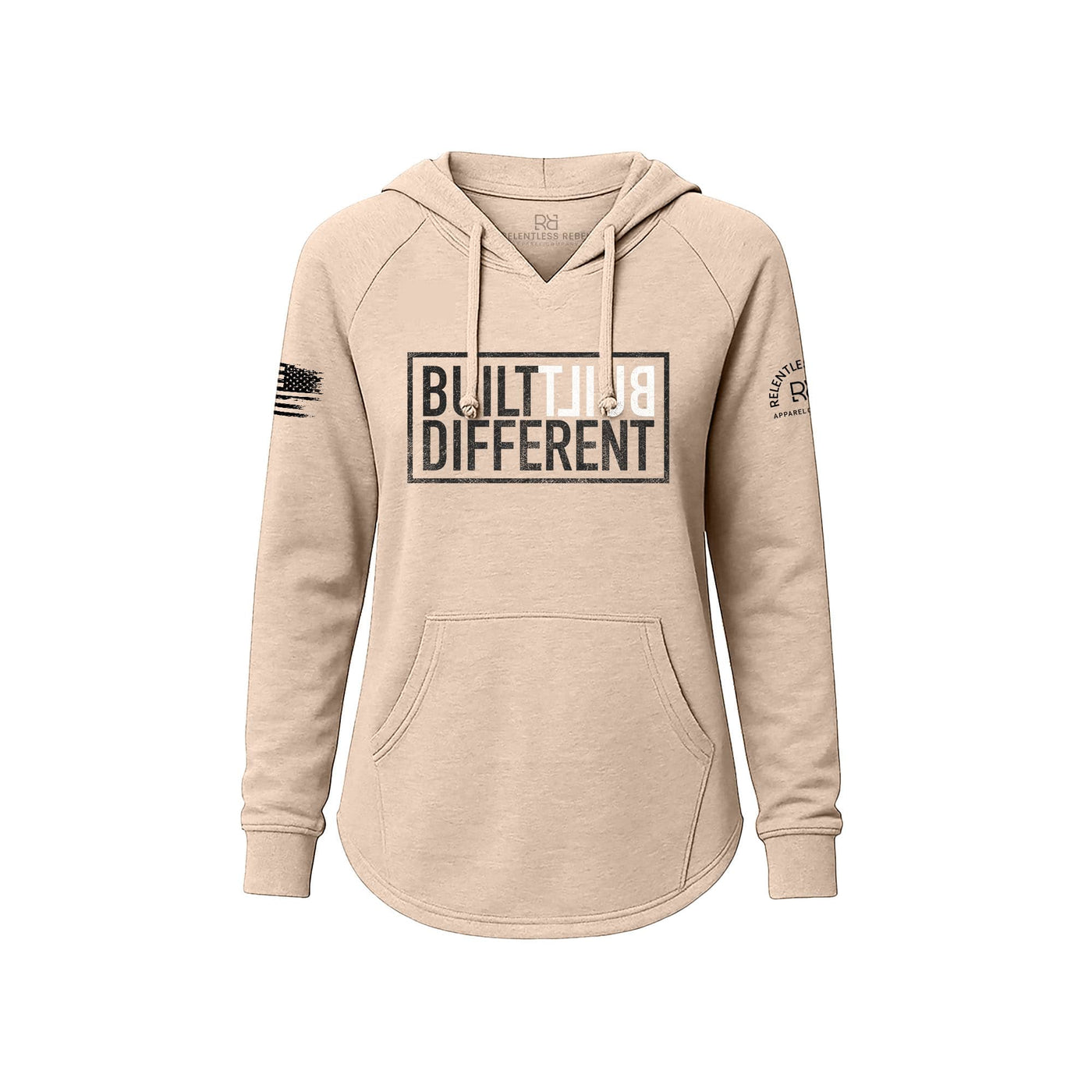 Blush Women's Wave Hoodie with Built Different on the front