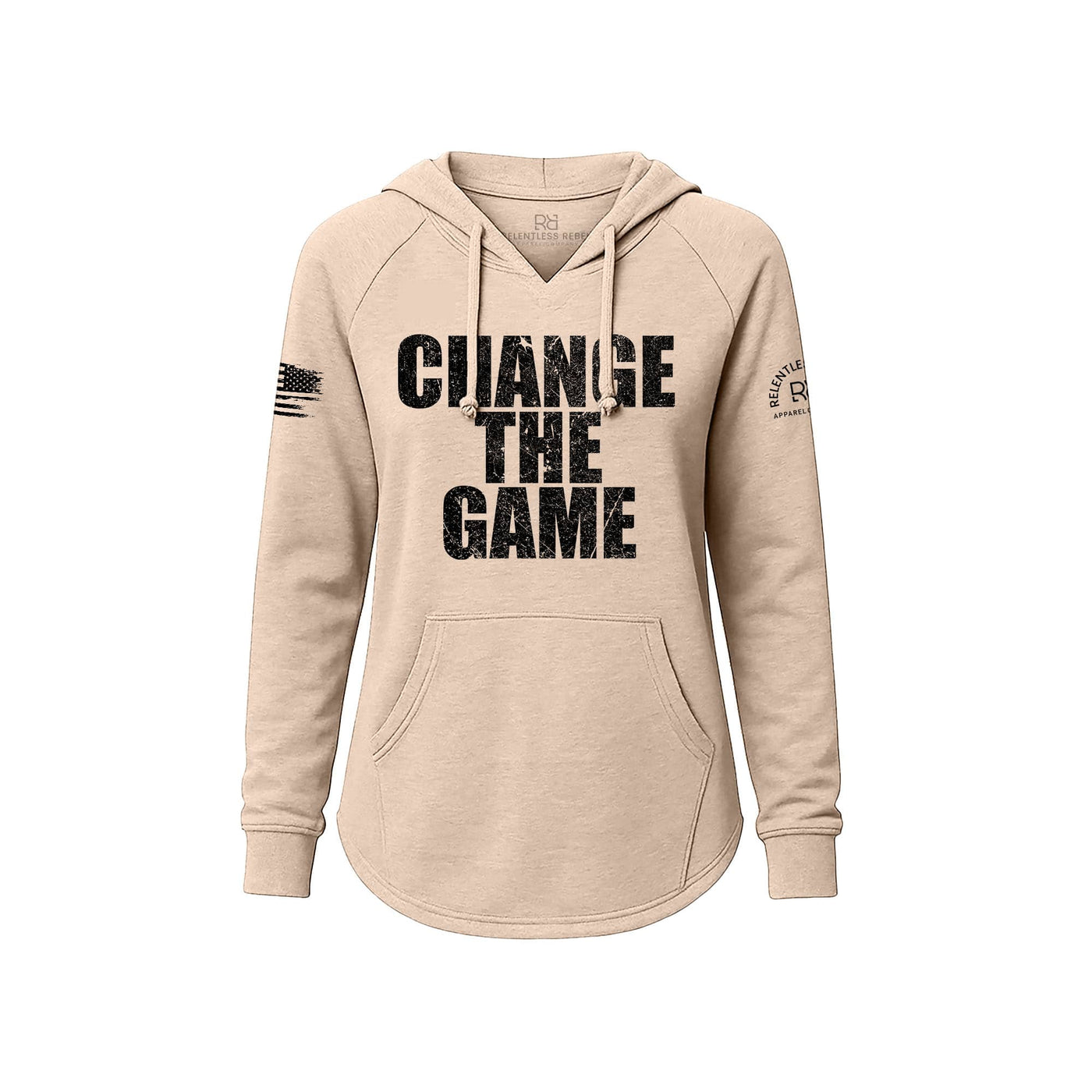 Blush hoodie with Change the Game on the front