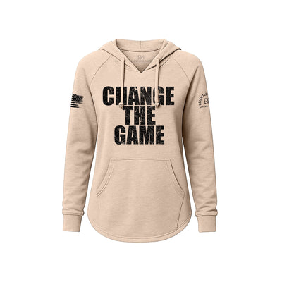 Blush hoodie with Change the Game on the front
