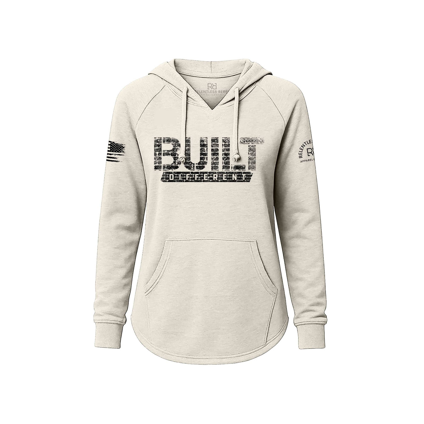 White Women's Wave Hoodie with Built Different on the front