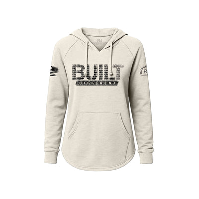 White Women's Wave Hoodie with Built Different on the front