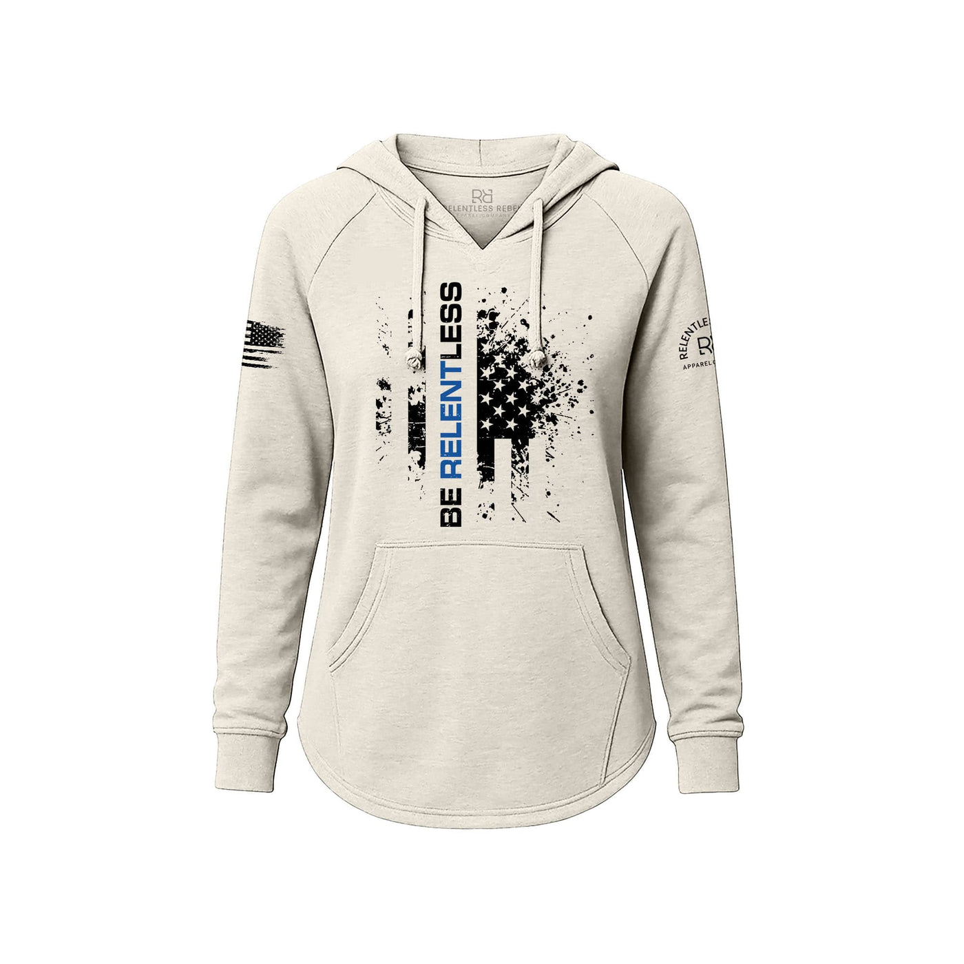 White Women's Wave Hoodie with the Be Relentless Law Enforcement Edition on the front