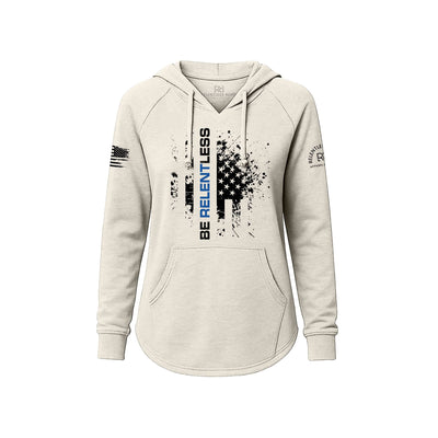 White Women's Wave Hoodie with the Be Relentless Law Enforcement Edition on the front