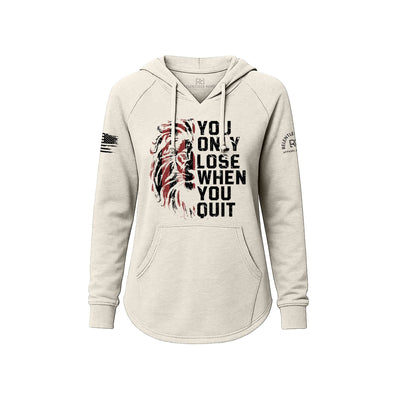 White hoodie with motivational quote and zebra design on a white background