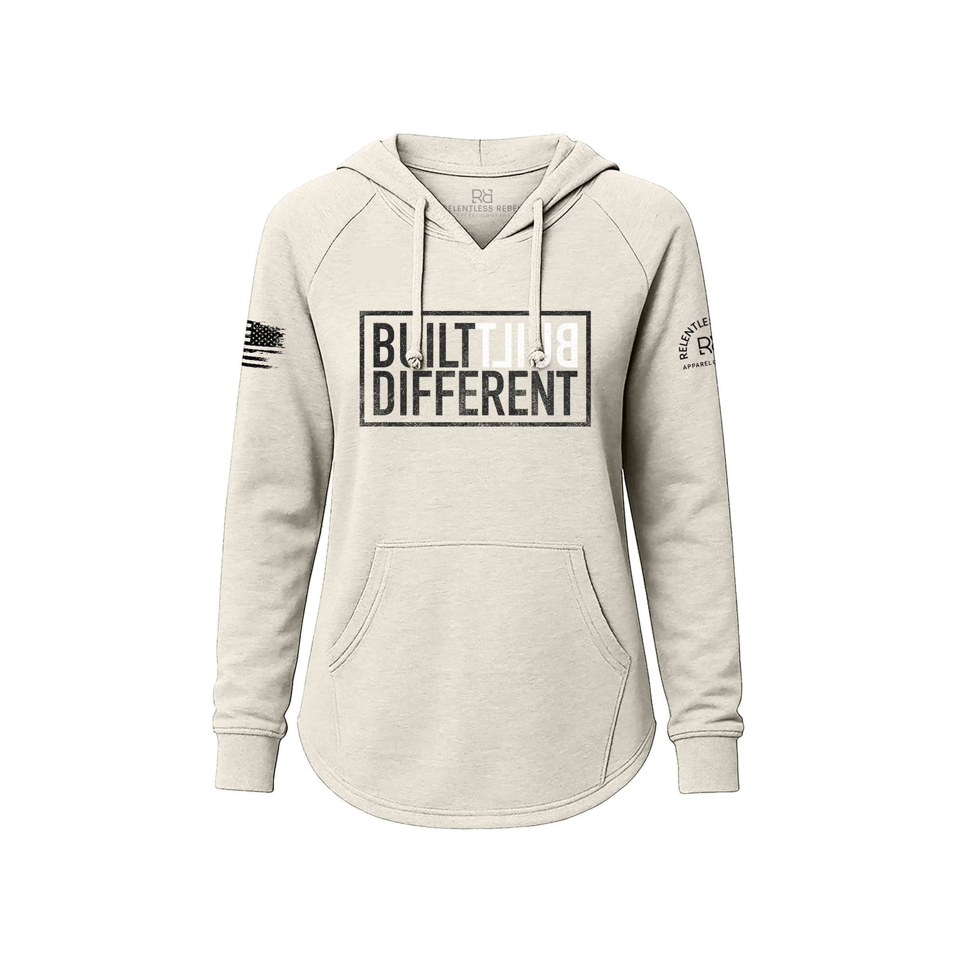 White Women's Wave Hoodie with Built Different on the front