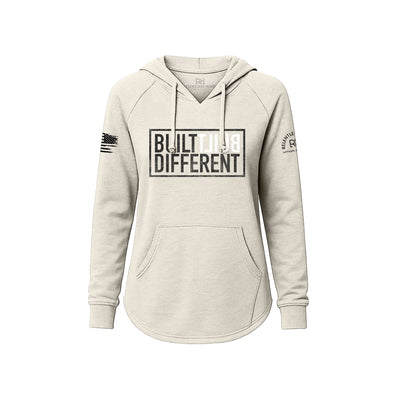 White Women's Wave Hoodie with Built Different on the front
