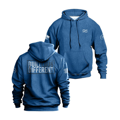 Built Different back design heavyweight royal heather hoodie
